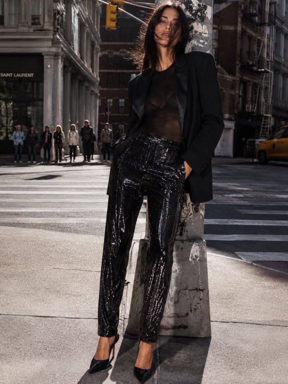 Zara Black Sequin Pants NWT